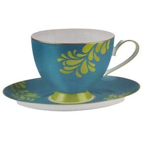 Steeped Tea “The Alice Collection” Cup & Saucer Set In Limeberry Green Teal